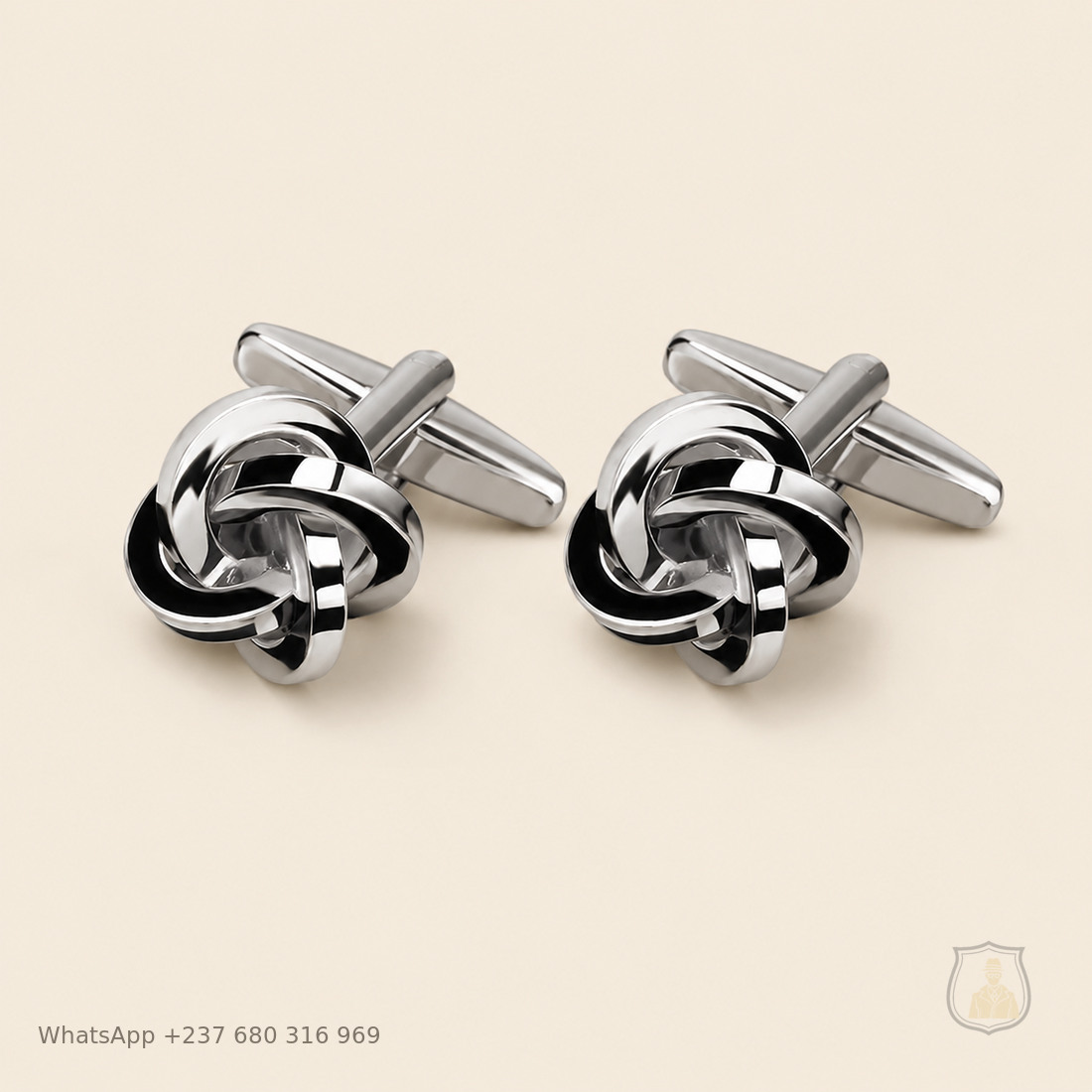 Manchettes premium Nœud argenté classique, modèle PM-08